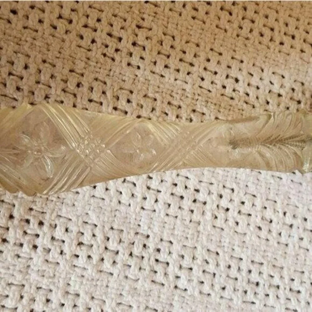 Vintage Antique Cut Glass‎ Handle Opalescent Teal Gold Trimmed Hand Brush